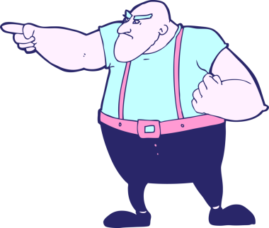 çizgi film kızgın sert adam parlak neon rengi işaret ediyor