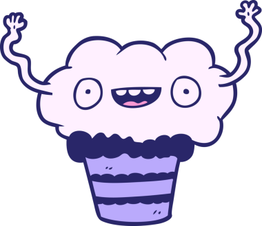 Parlak neon renkli komik bir kek.