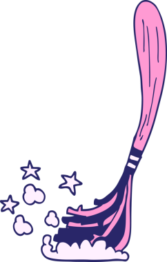 karikatür sihirli süpürge parlak neon rengi