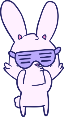 Parlak neon renkli meraklı tavşan çizgi filmi