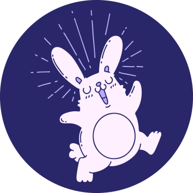 Parlak neon renkli zıplayan tavşan dövmesi ikonu