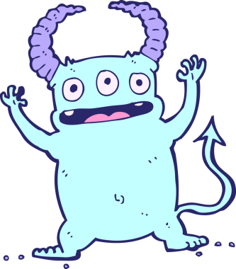 parlak neon renkli küçük şeytan çizgi filmi