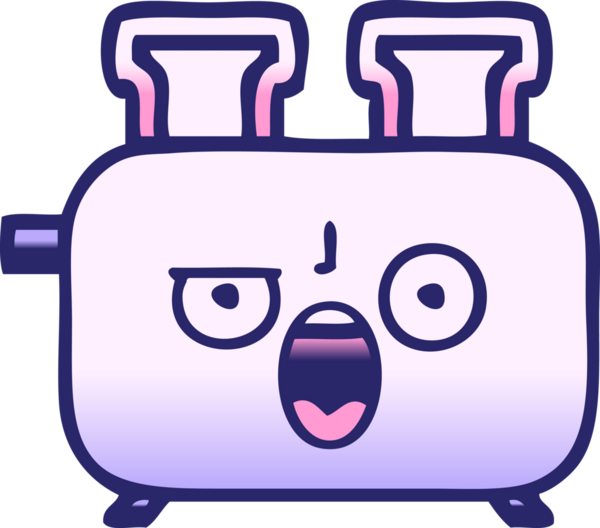 parlak neon renkli bir tost makinesinin gölgelendirilmiş karikatürü