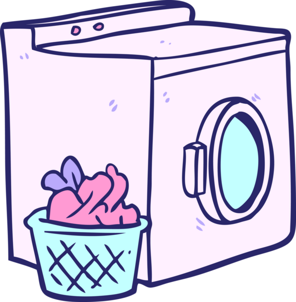 çizgi film çamaşır makinesi ve parlak neon renkli çamaşırlar.