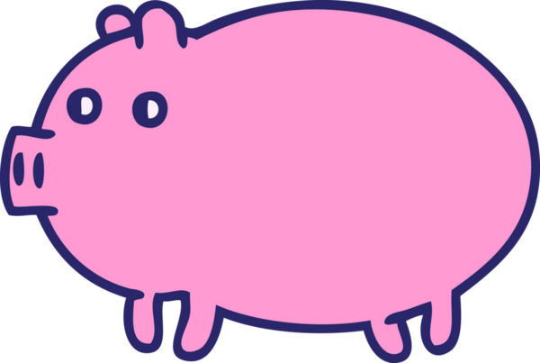 parlak neon renkli şişman bir domuzun gradyan karikatürü