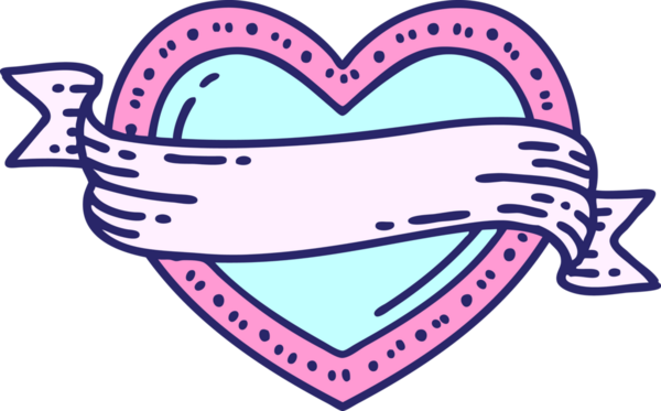 geleneksel kalp şeklinde dövme ve parlak neon renginde pankart