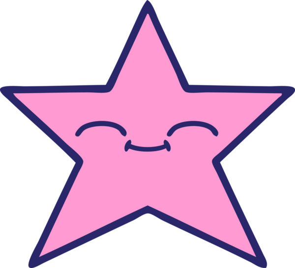 Parlak neon renkli güzel bir altın yıldız çizgi filmi.