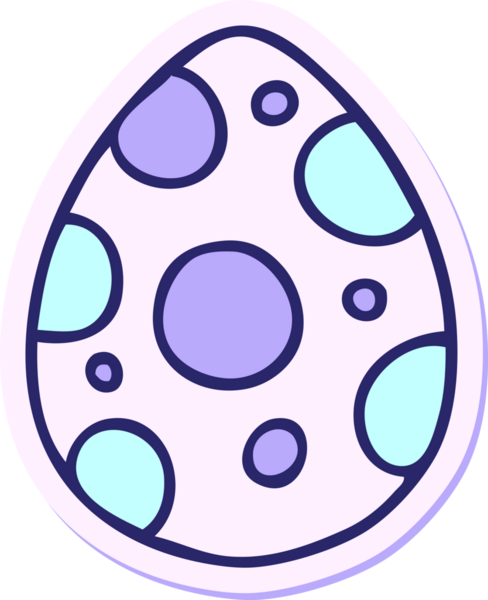 Parlak neon renkli karikatür paskalya yumurtası çizilmiş garip bir el çıkartması.