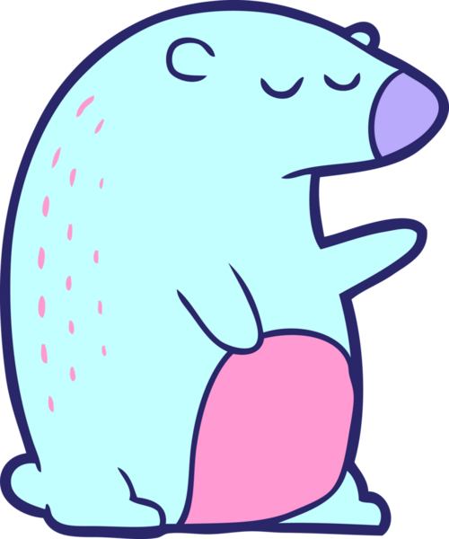 parlak neon renkli çizgi film ayısı