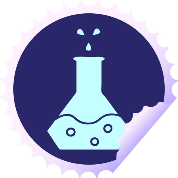 Parlak neon renkli bir bilimsel deneyin dairesel kabuk soyucu karikatürü