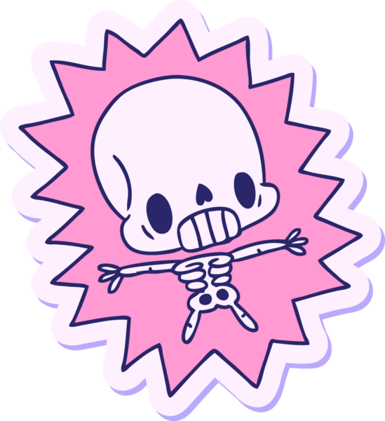 Etiket çizimi: illüstrasyon kawaii parlak neon renkli iskelete elektrik verdi