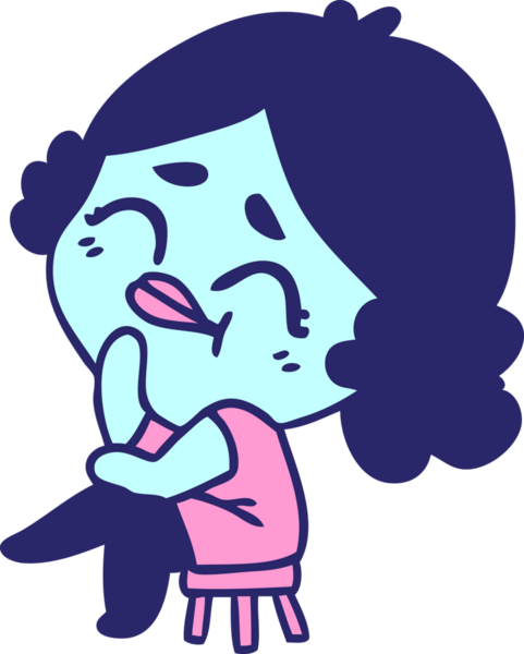 Parlak neon renkli bir kawaii kadının serbest çizim karikatürü