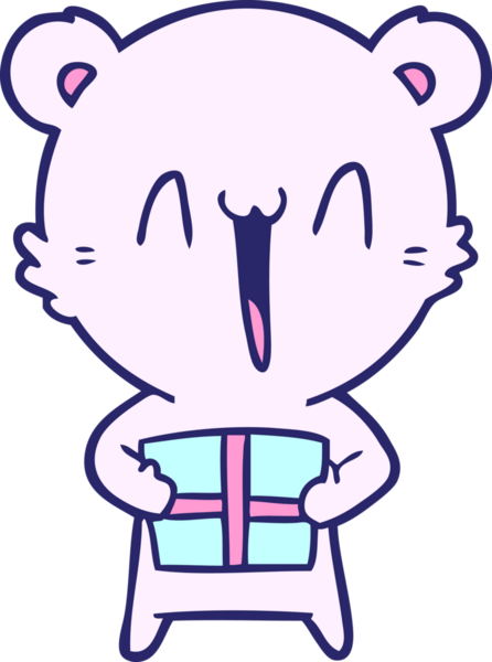 Kutup ayısı ve parlak neon renkli bir çizgi film.