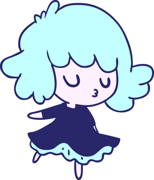 Parlak neon renkli tatlı bir kawaii kızın serbest çizim karikatürü