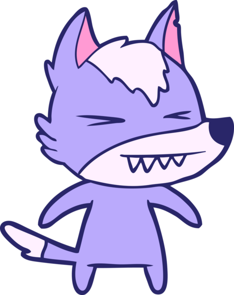 Parlak neon renkli kızgın kurt çizgi filmi