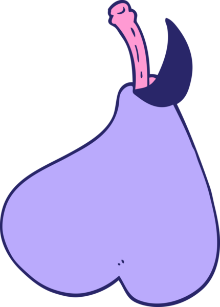 çizgi film karalaması parlak neon renginde sağlıklı armut