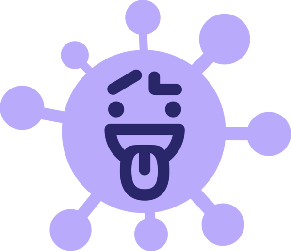 Parlak neon renginde kafası karışmış mutlu virüs