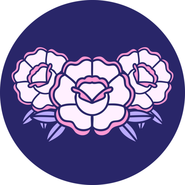 Parlak neon renkli bir buket çiçeğin ikonik dövme görüntüsü