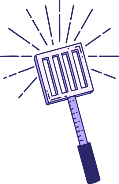 Parlak neon renkli geleneksel dövme stili mutfak spatulasının çizimi