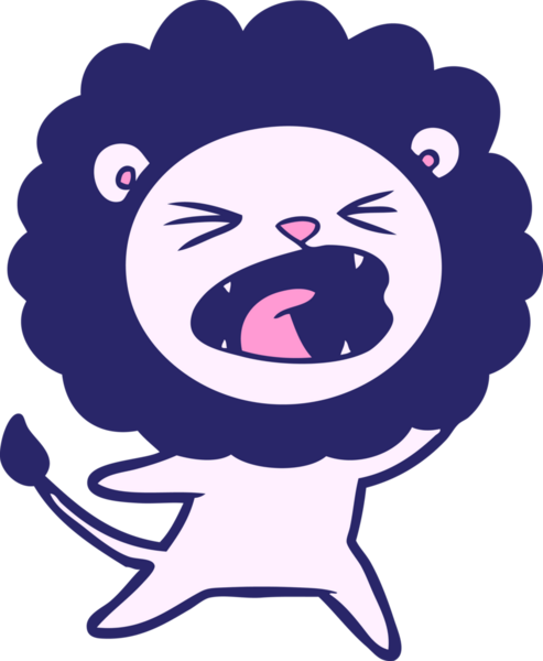 parlak neon renkli çizgi film aslanı