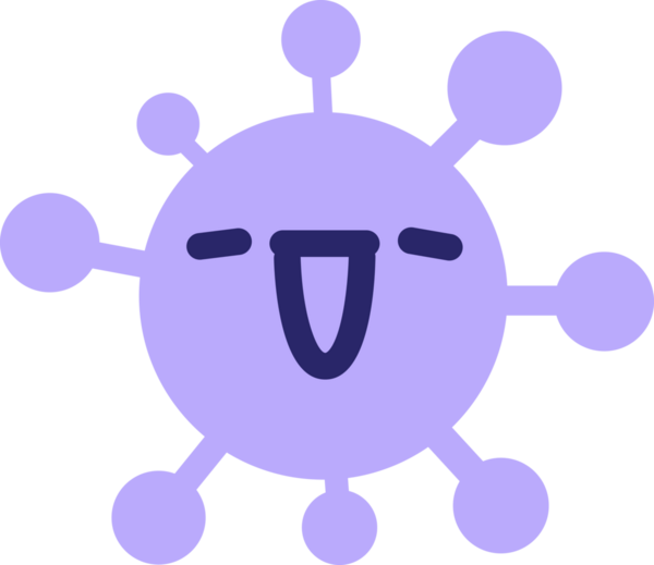 Parlak neon renkli çok mutlu bir virüs.