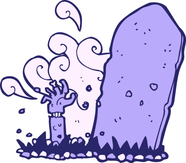 parlak neon renginde mezardan yükselen bir zombi çizgi filmi.