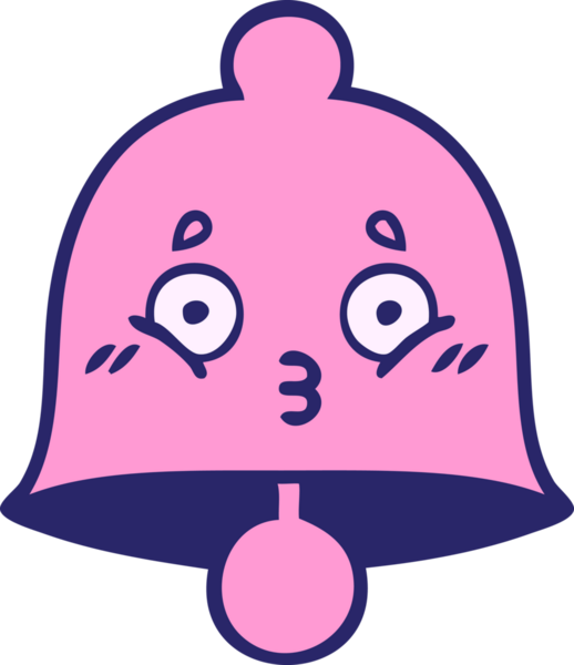 Parlak neon renkli sevimli bir çan karikatürü