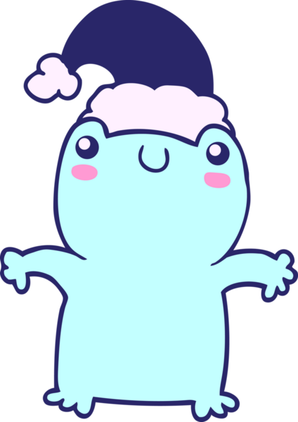 Parlak neon renkli Noel şapkası takan şirin bir kurbağa.