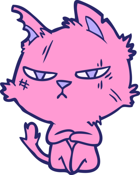 parlak neon renkli sert çizgi film kedisi