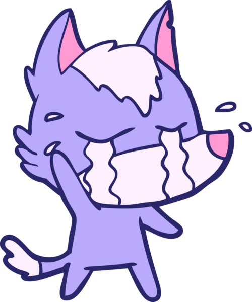 parlak neon renkli ağlayan kurt çizgi filmi