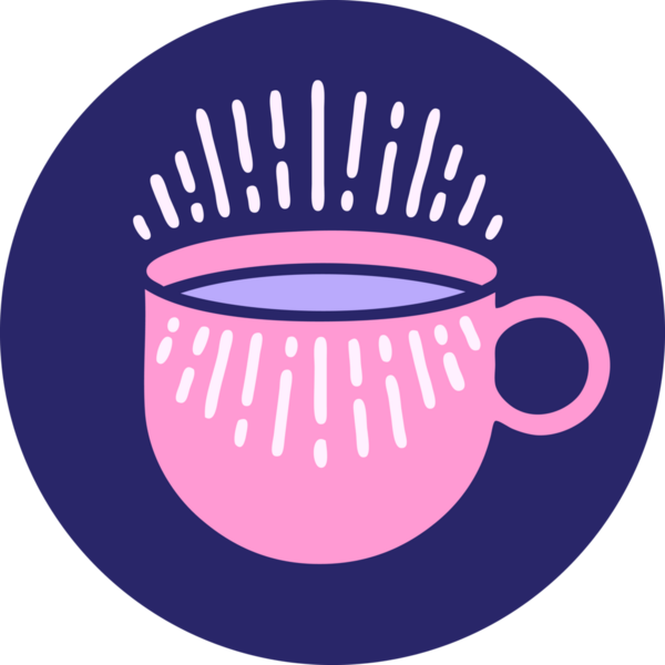 Parlak neon renkli kahve fincanının ikonik dövme şekli