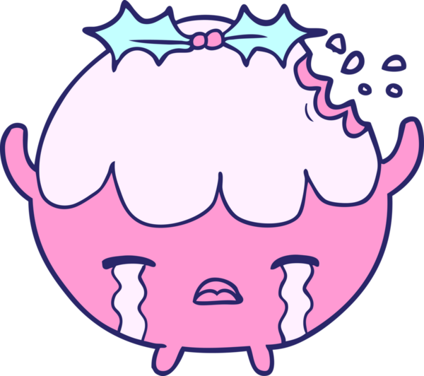 çizgi film noel pudingi parlak neon renginde ağlıyor