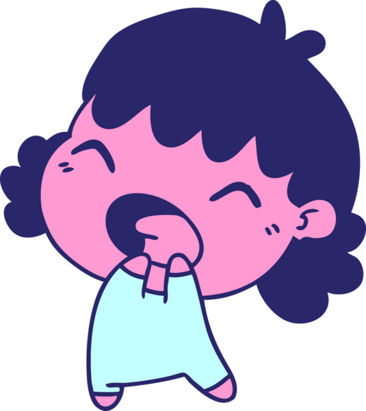 Parlak neon renkli tatlı kawaii kız bebek karikatürü.