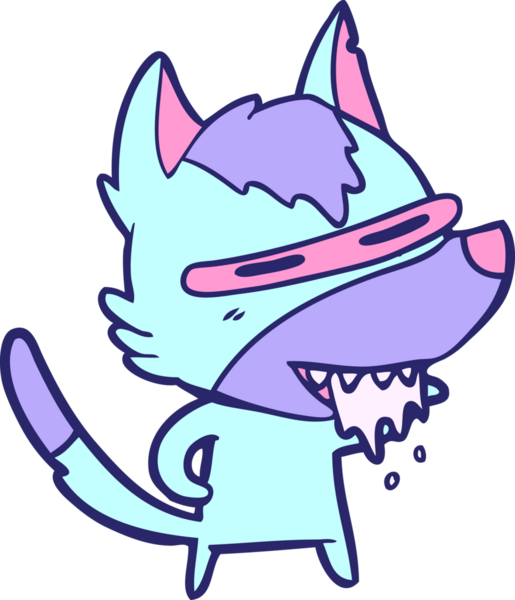 çizgi film aç kurt parlak neon renkli