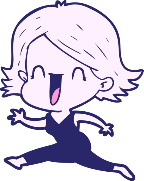 çizgi film mutlu kadın parlak neon renkli