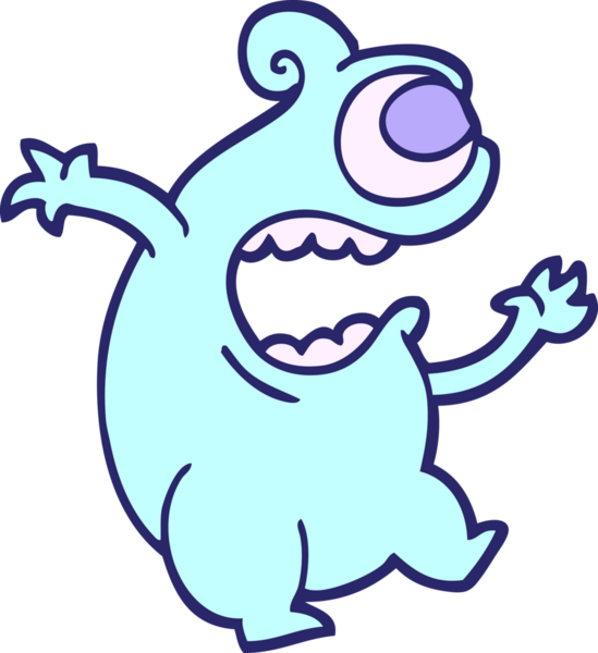 El çizimi çizgi film gibi parlak neon renkli yeşil uzaylı