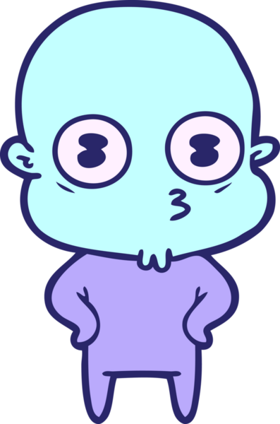 parlak neon renkli garip kel uzay adamı çizgi filmi