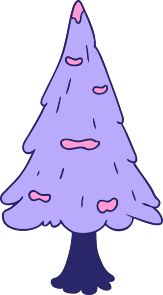 El çizimi karalama tek karla kaplı parlak neon renkli ağaç