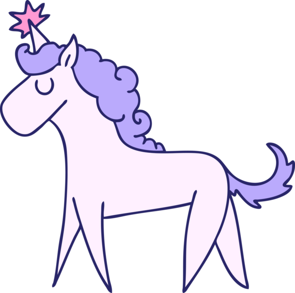 Parlak neon rengi tek boynuzlu at el çizimi.