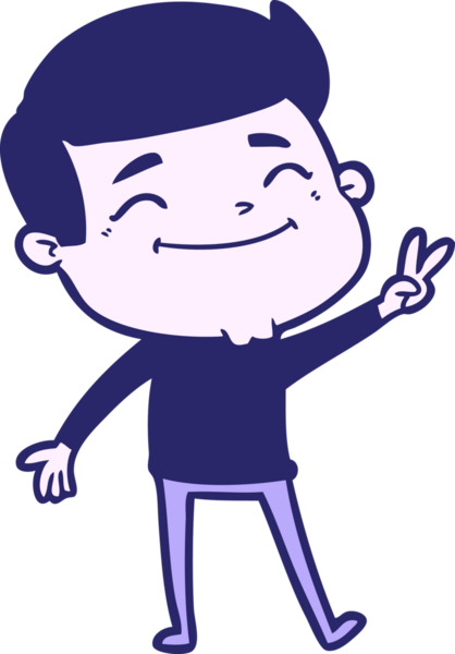 Parlak neon renkli mutlu çizgi film adamı