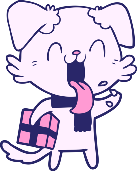 Parlak neon renkli, nefes nefese bir köpek.