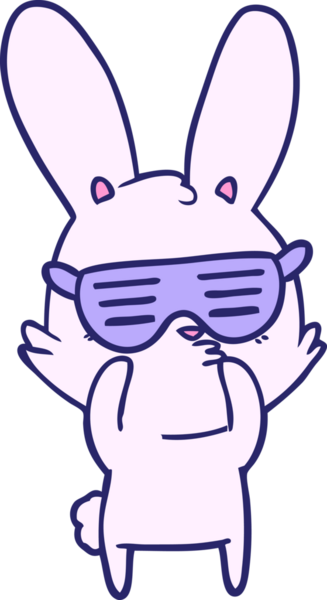 Parlak neon renkli meraklı tavşan çizgi filmi