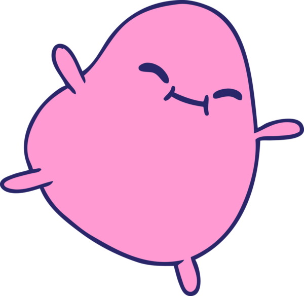 Parlak neon renkli zıplayan şirin bir fasulyenin serbest çizimi.