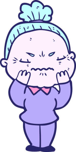 Çizgi film, parlak neon renkli yaşlı kadını kızdırdı.