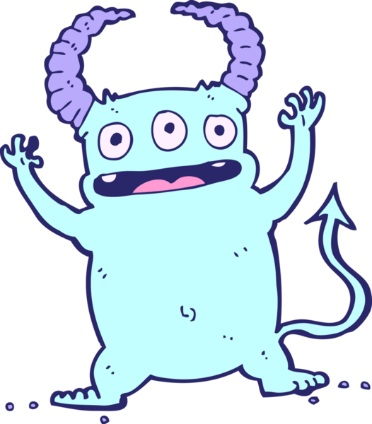 parlak neon renkli küçük şeytan çizgi filmi