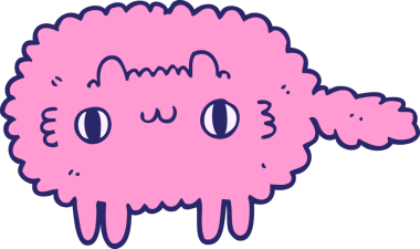 parlak neon renkli çizgi film kedisi