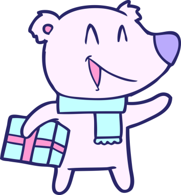 Neon renkli gülen noel ayısı çizgi filmi