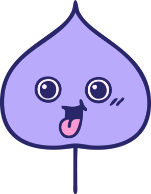 Parlak neon renkli dışavurumsal yaprağın sevimli karikatürü