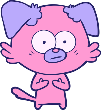 Parlak neon renkli sinirli köpek çizgi filmi