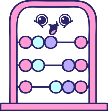 Parlak neon renkli bir abaküs çizgi filmi.